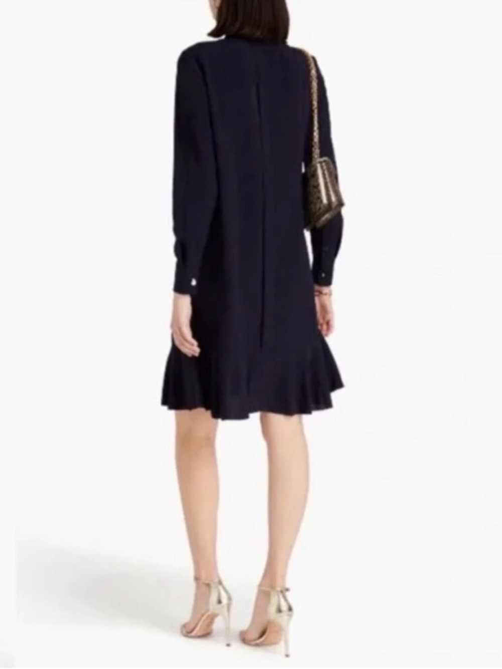 Tory Burch Jane Navy Ruffled Crepe de Chine Dress Size 6 - Picture 11 of 11